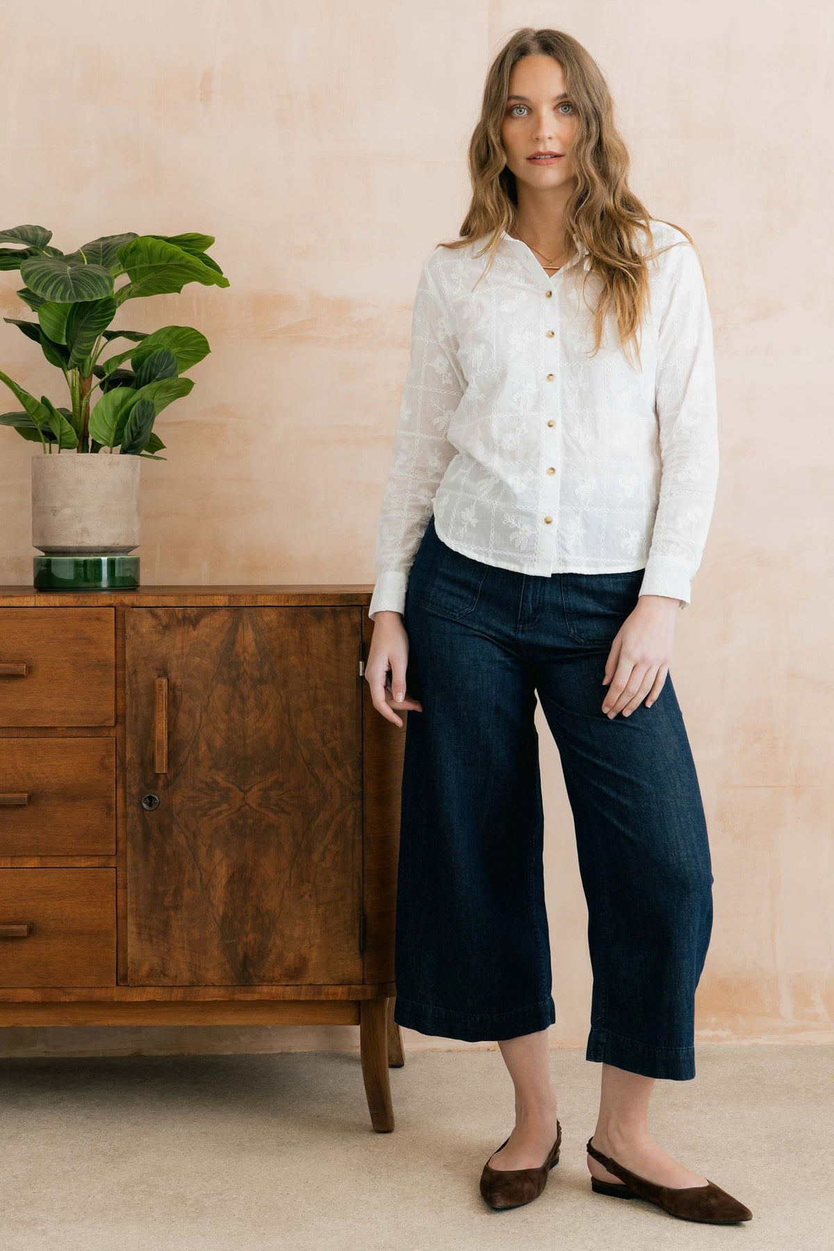 Lily and Me Patsy Embroidered Patchwork Shirt White