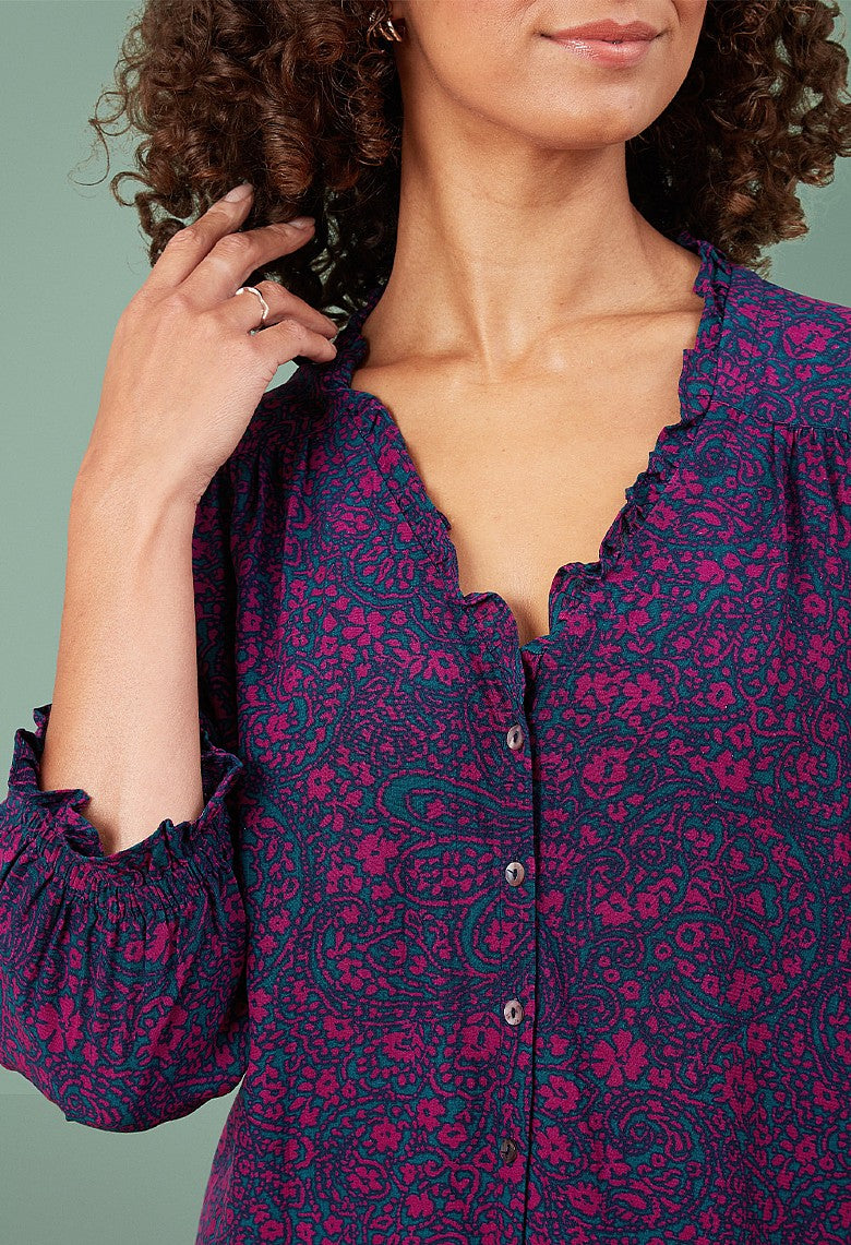 Adini Inky Swirl Damiana Top - Fushsia