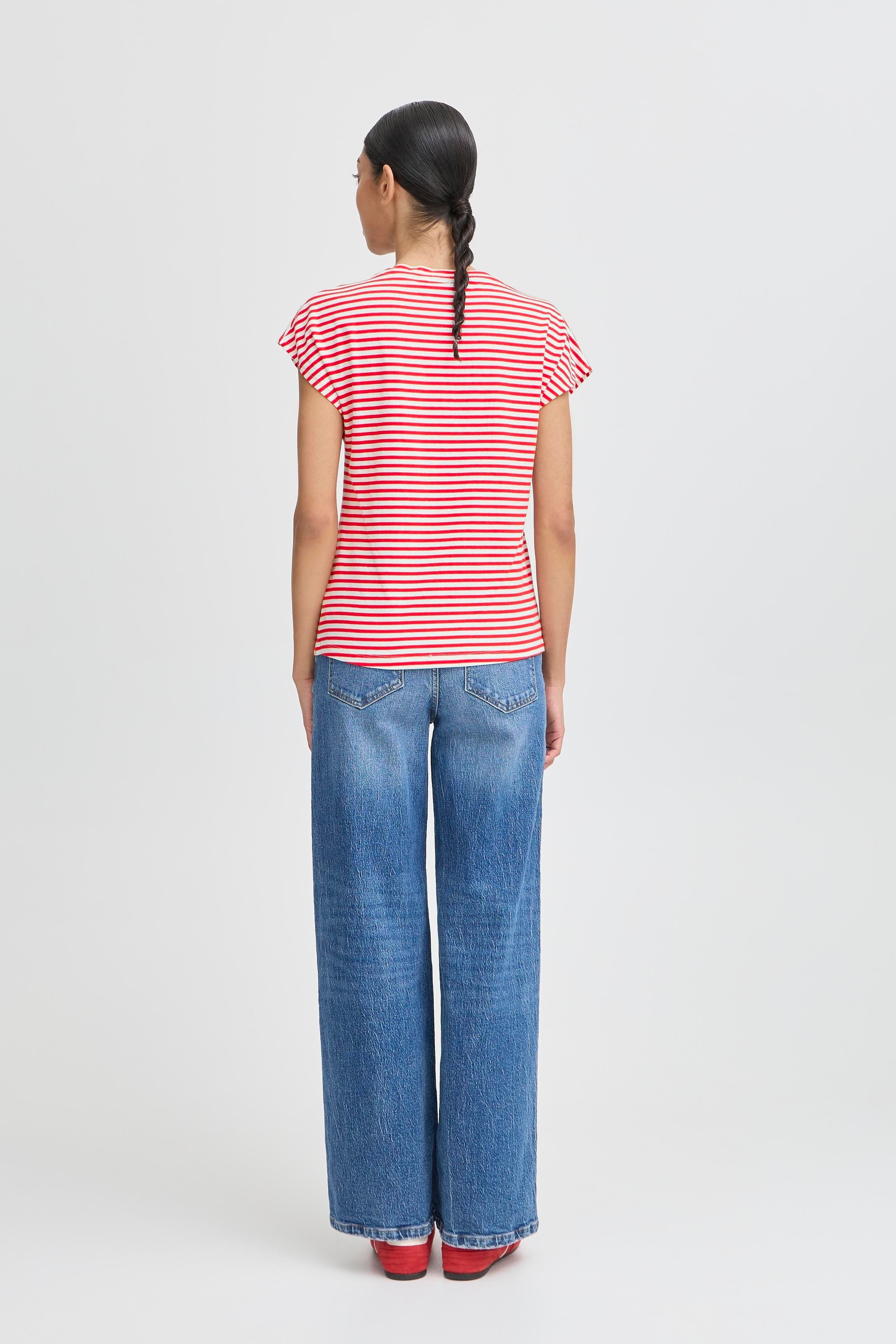 B young Bypandinna Striped Tee-Shirts & Tops-White finn