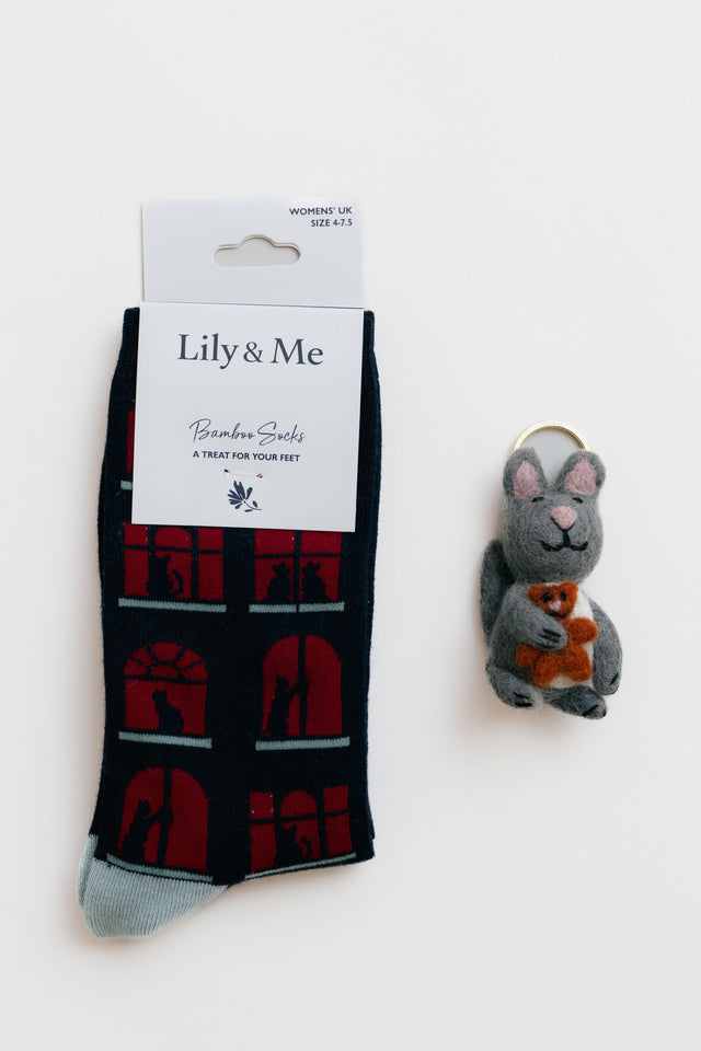 Lily & Me WINDOW CATS SOCK GIFT BOX