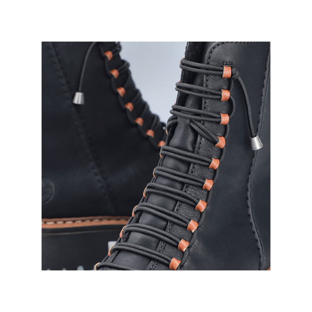 Rieker Black Contrast Ankle Boot 72653-Footwear-White finn