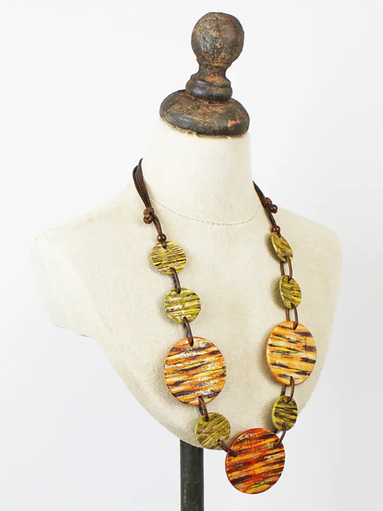 Suzie Blue Long Shell Disc Necklace UJ6512-Necklace-White finn