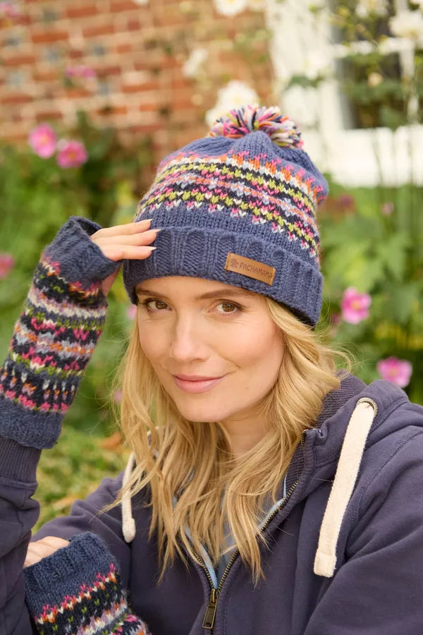 Pachamama Iona Roll Back Bobble Beanie-Pachamama-White finn