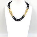 Resin chain necklace with tortoiseshell and gold links TN09N