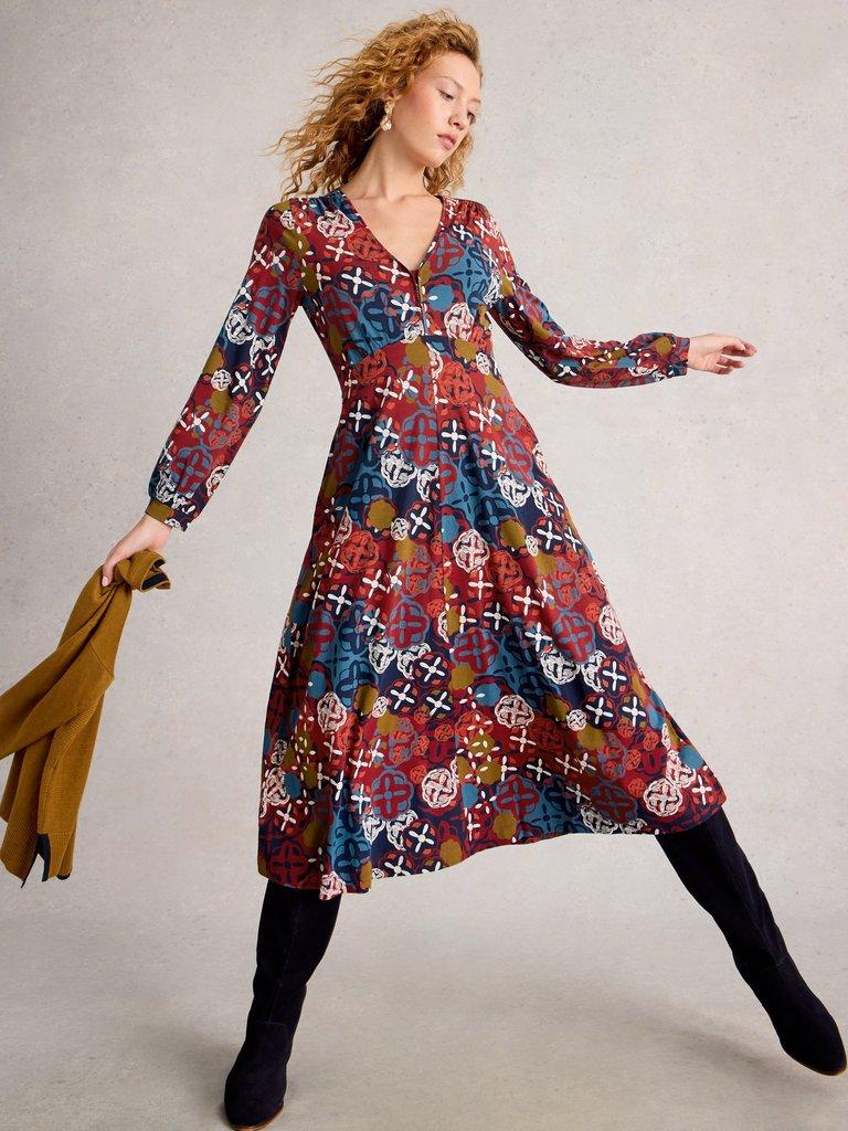 White Stuff Megan Long Sleeve Dress-Dress-White finn