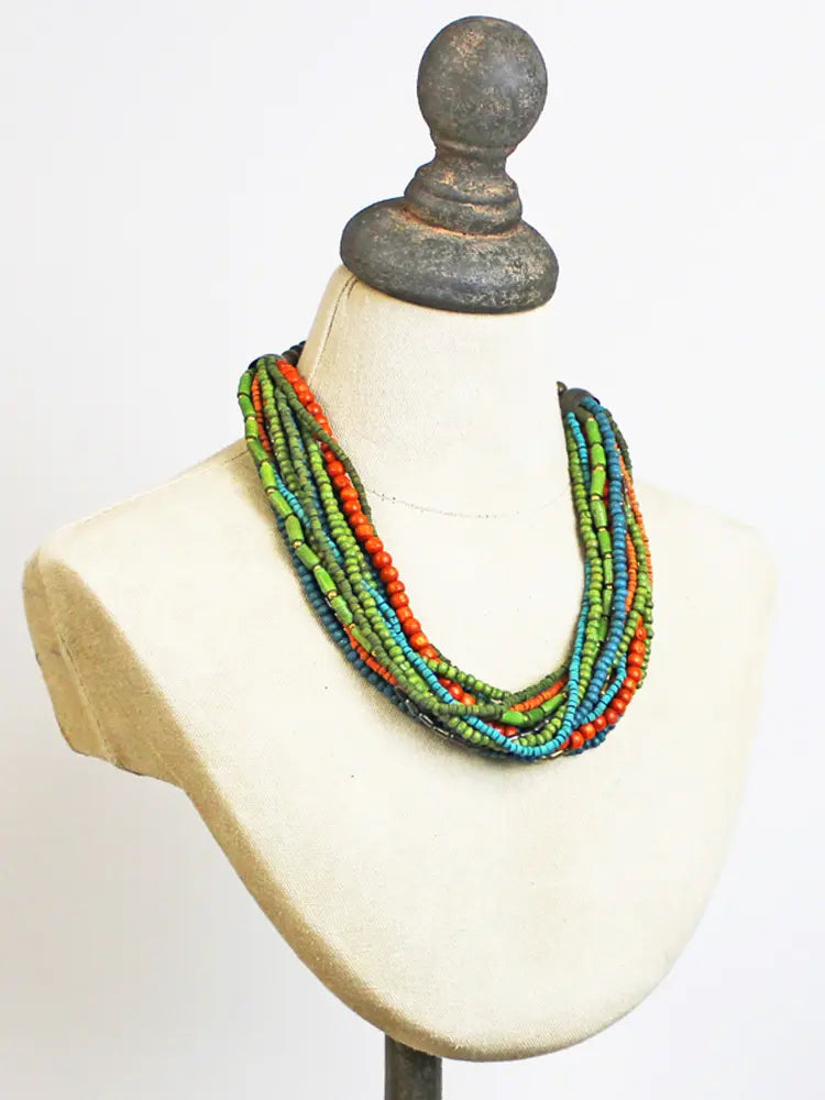 Multi Strand Beaded Necklace DC1405-Necklace-White finn