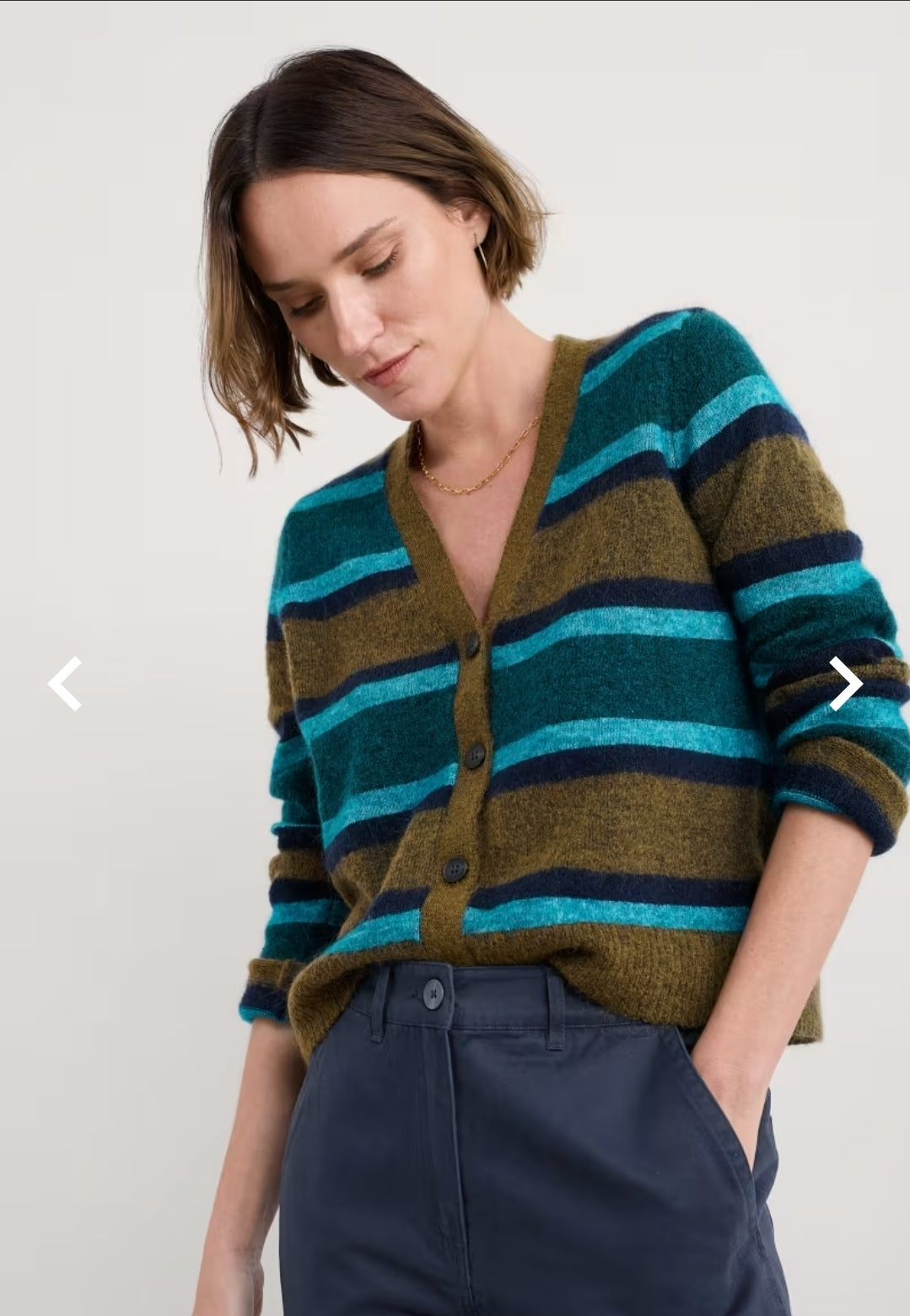 Seasalt Etching V-Neck Cardigan Contains Mohair