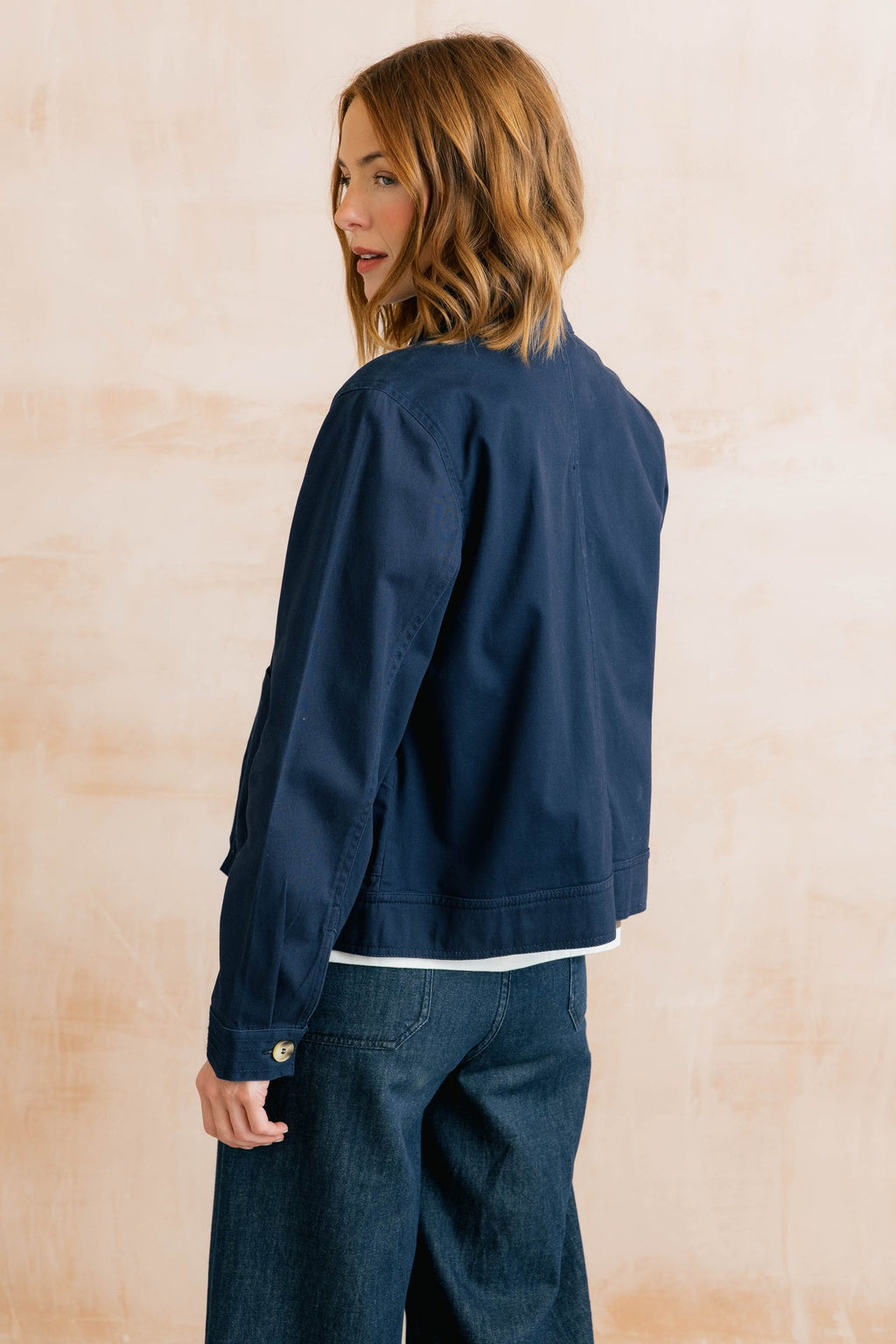Lily and Me Maya High Neck Stretch Twill Jacket Navy
