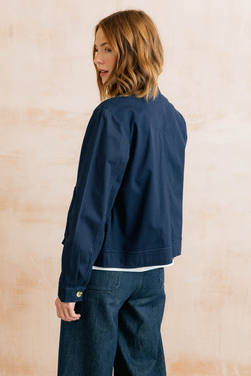 Lily and Me Maya High Neck Stretch Twill Jacket Navy