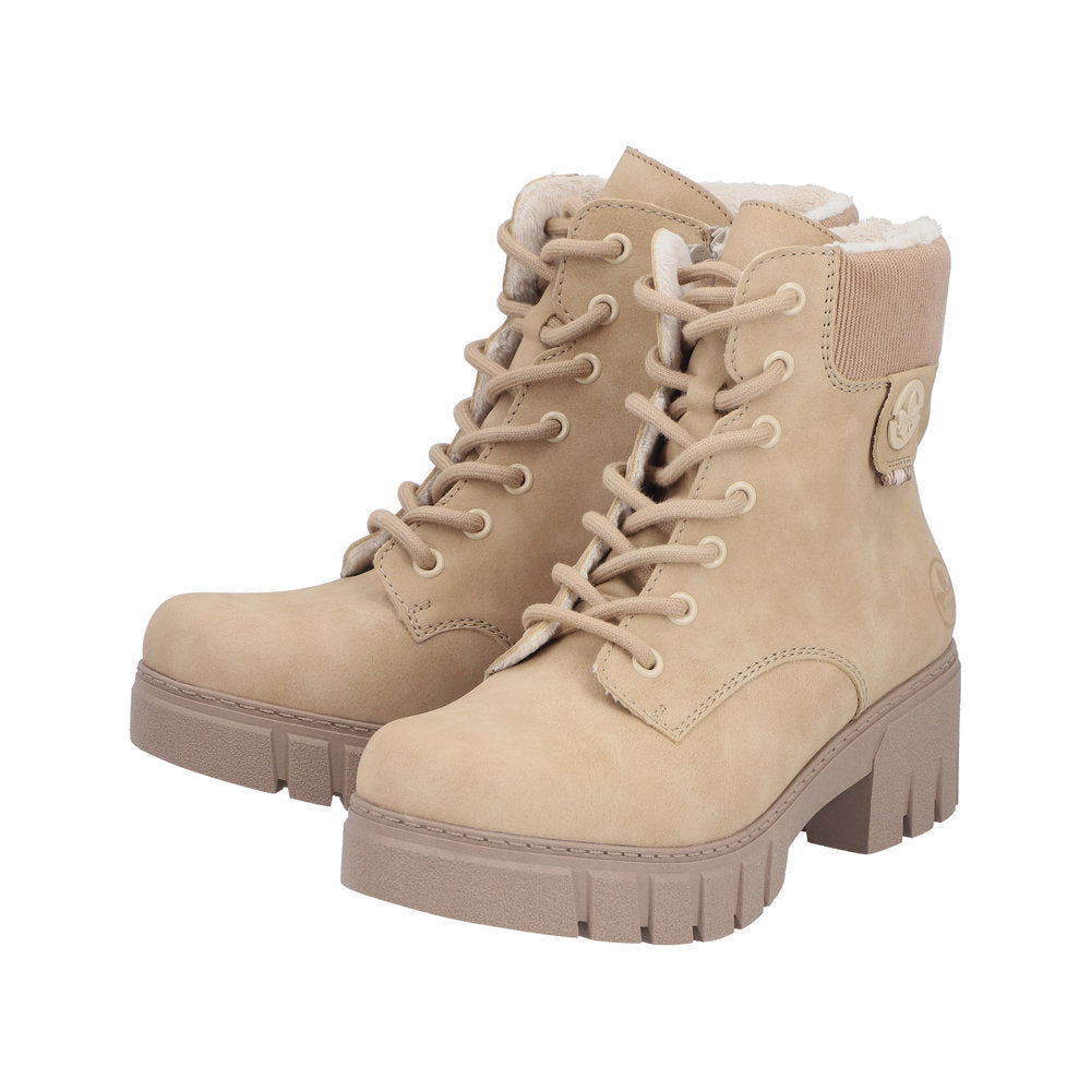 Rieker Cream Heel Boot 74532-Footwear-White finn