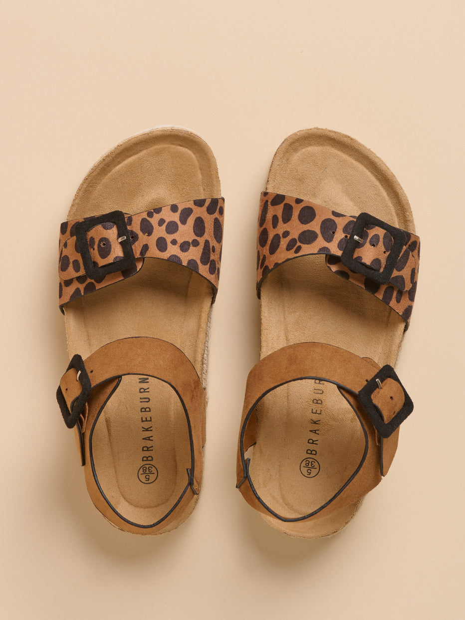 Brakeburn Leopard Spot Ankle Strap Sandal-White finn