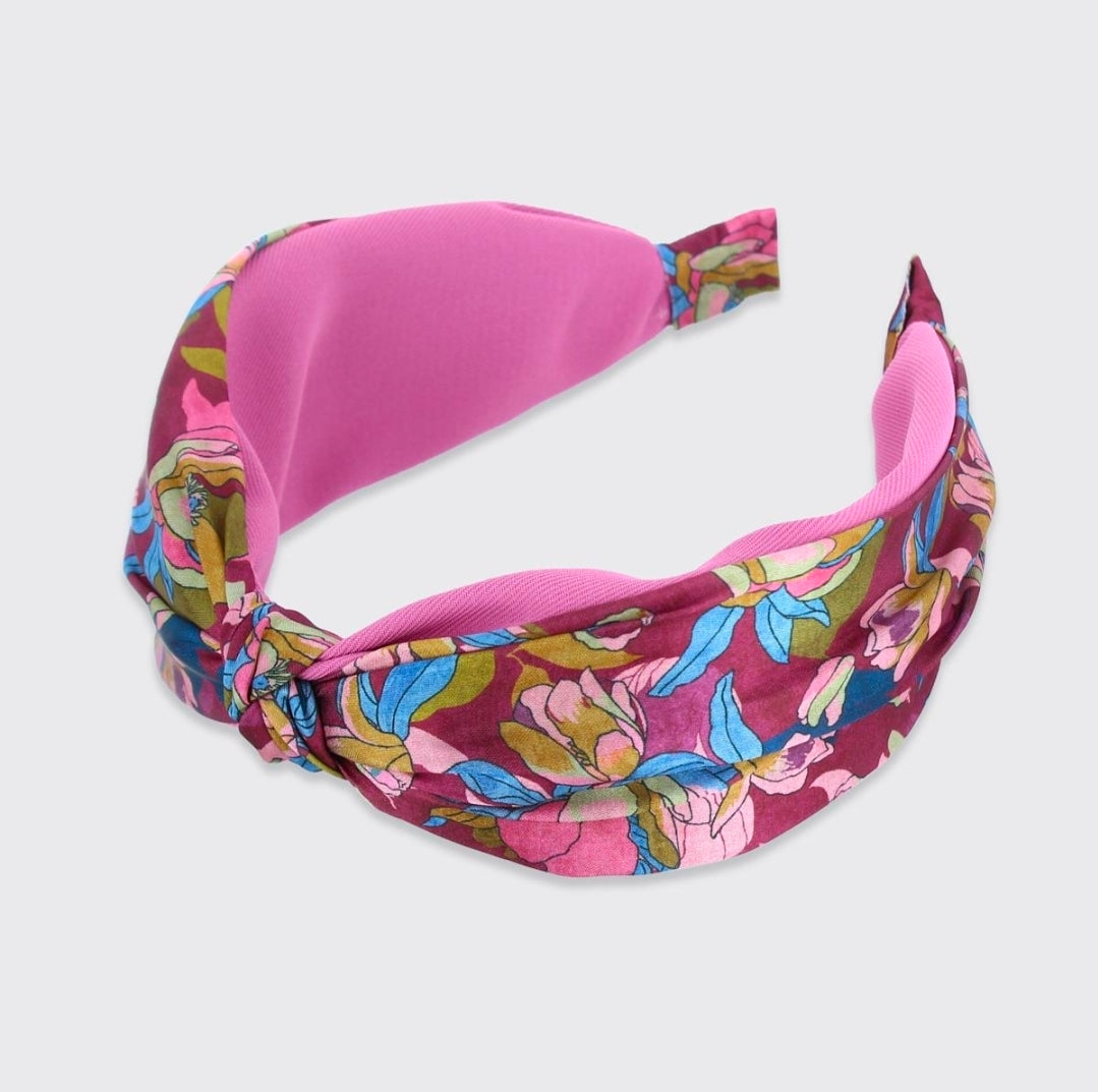 Ellen Floral Wide Headband - Mulberry