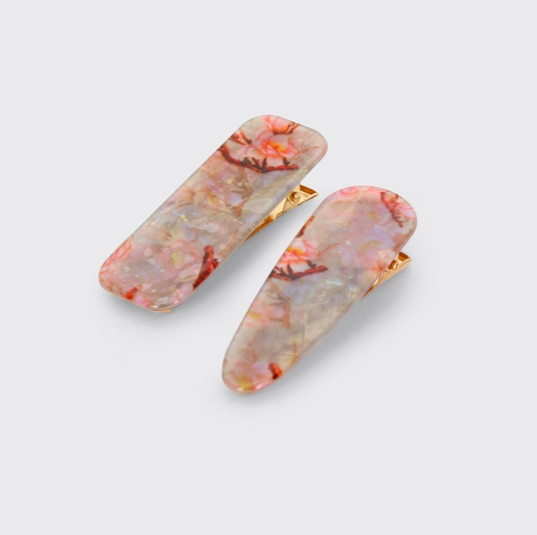 Millie Mae Cherry Blossom Set of 2 Hair Clips - Oyster