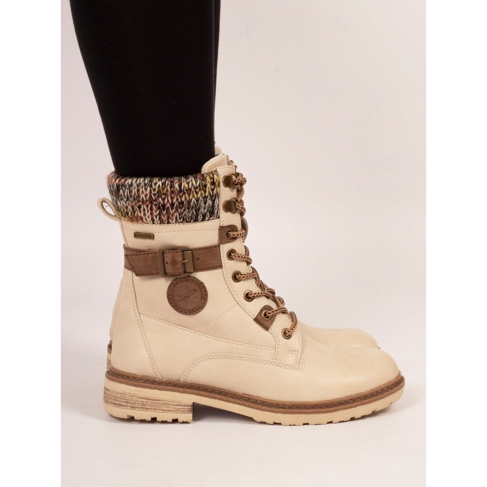 Lunar Annabelle Cream Ankle Boot-Footwear-White finn