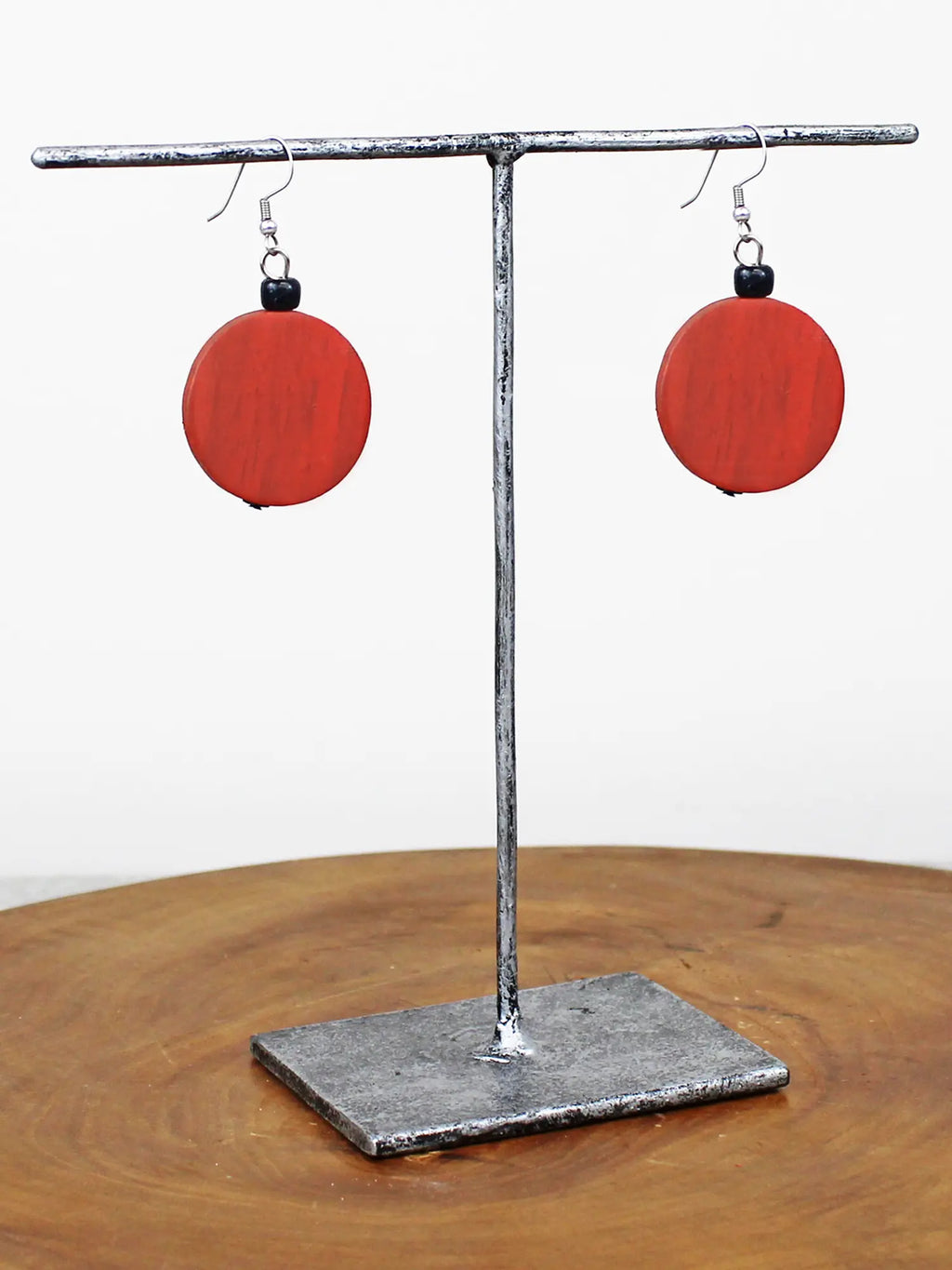 Suzie Blue Wooden Disc Earrings FB1510