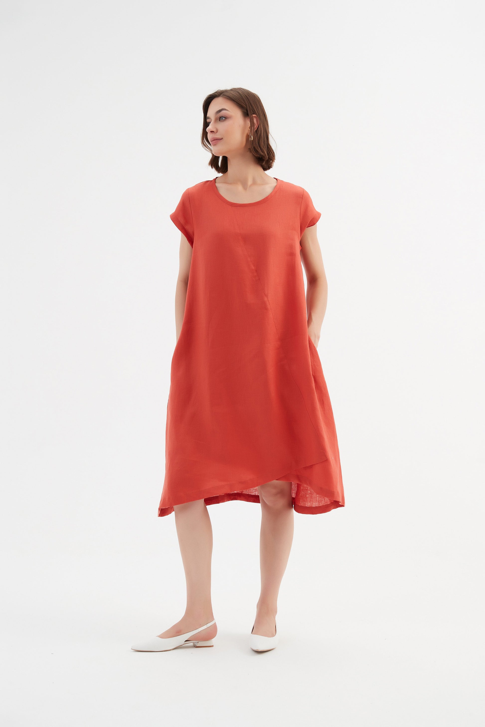 Tirelli Cross Front Detail Dress-White finn