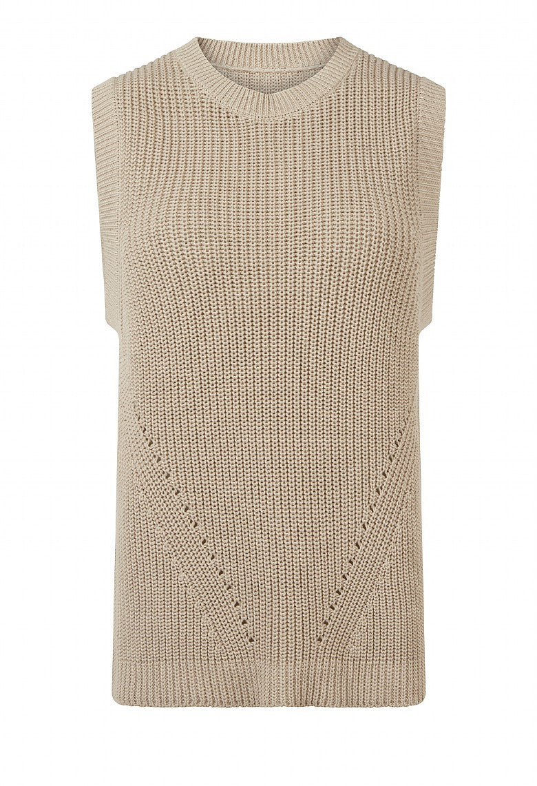 CASSIE KNITTED TANK Biscuit-Knitwear-White finn
