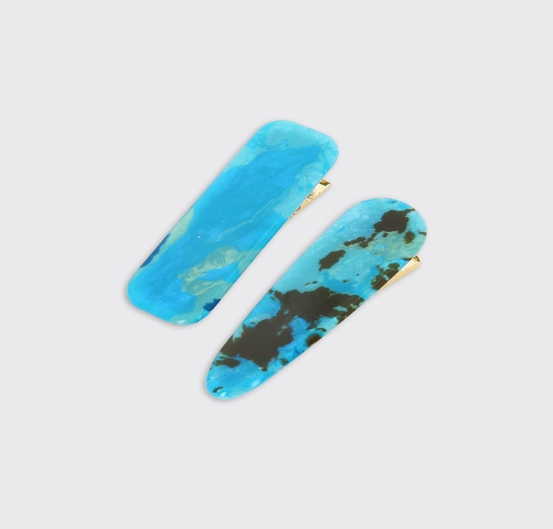 Athena- Set of 2 Hairclips - Blue