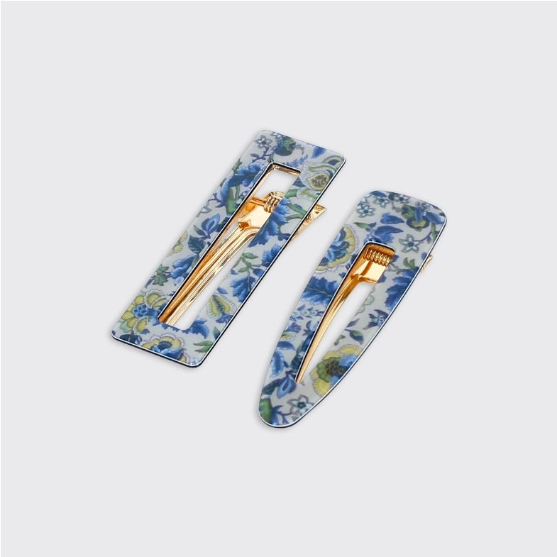 Millie Mae Verity Set of Two Hair Clips - Blue-Forever England-White finn