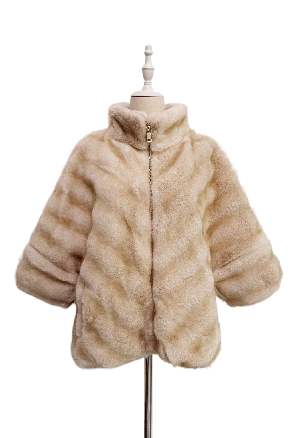 Faux Fur Chevron Cape Jacket