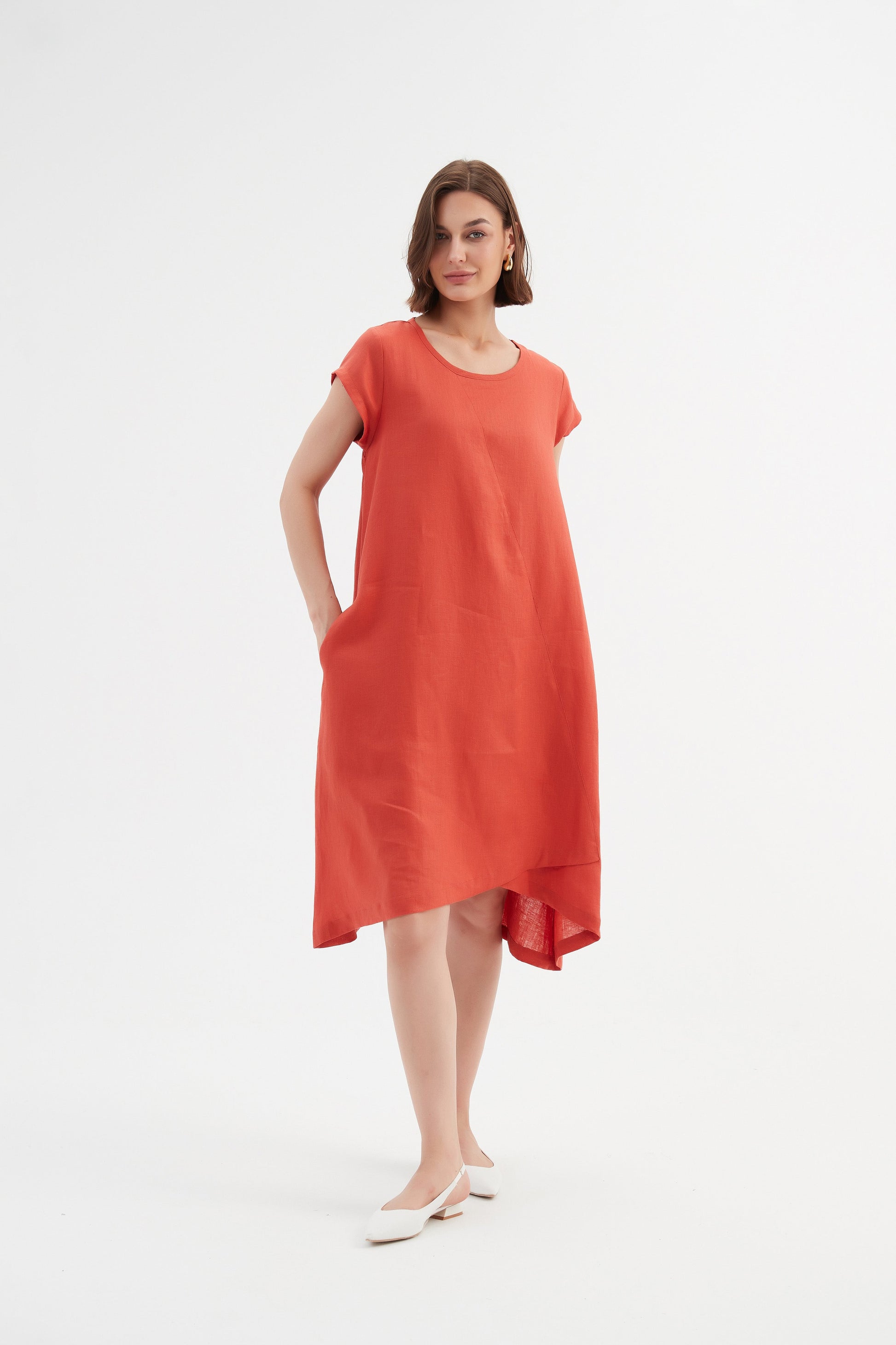 Tirelli Cross Front Detail Dress-White finn