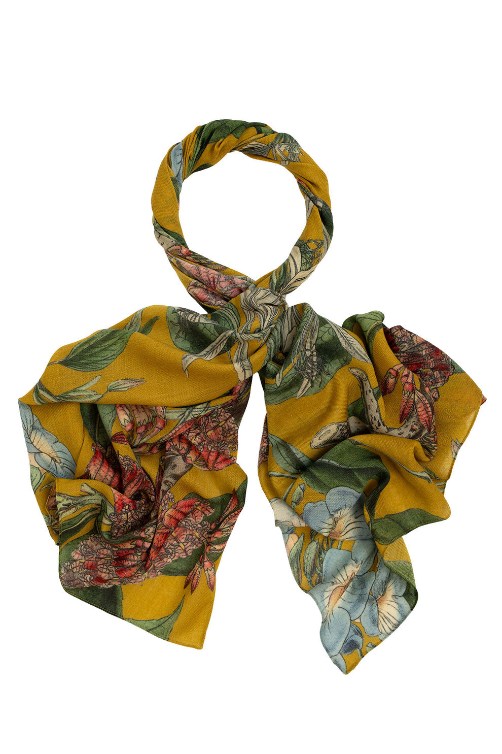One Hundred Stars Rhodoleia Gold Wool Scarf