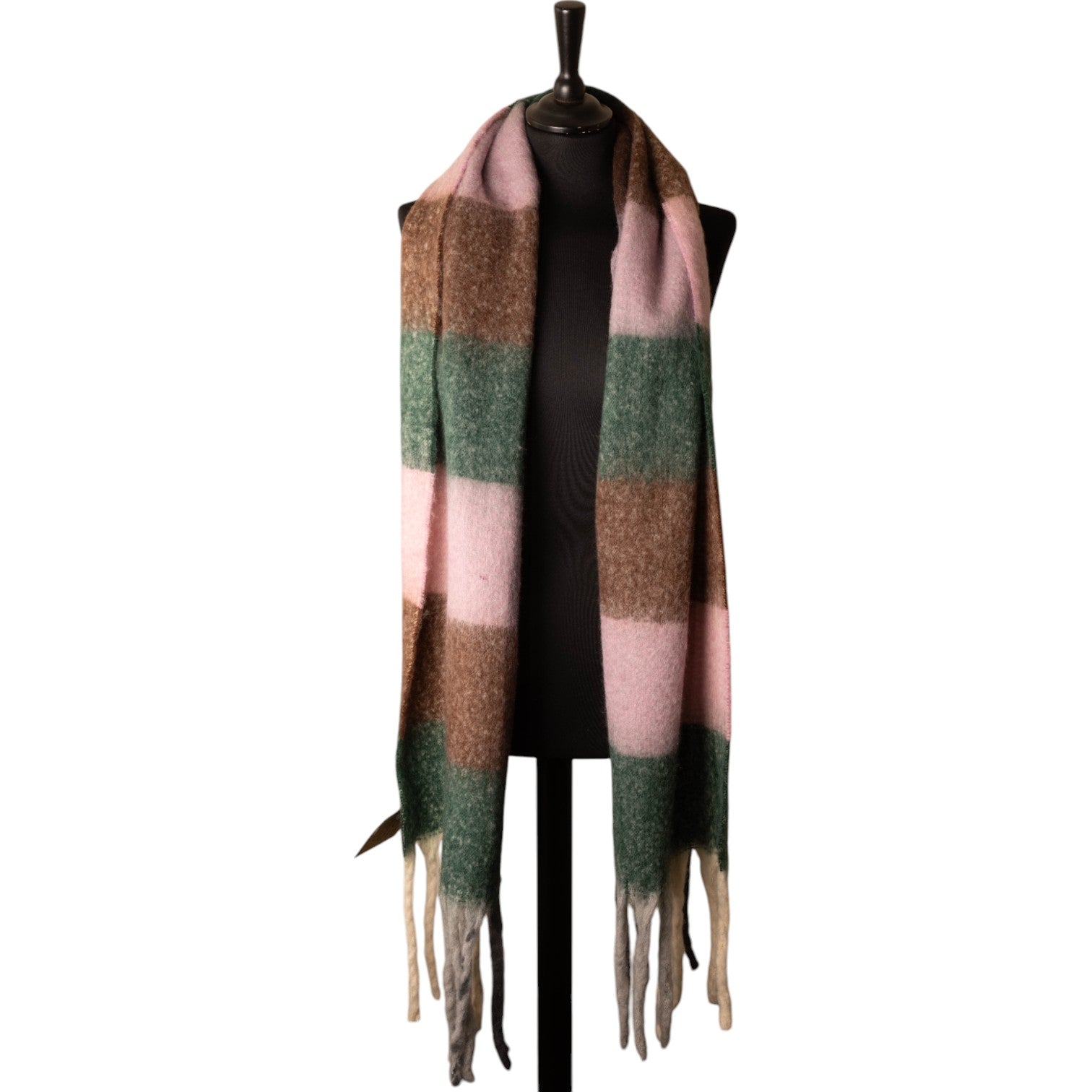 Jess and lou Checked Chunky Scarf-Jess and Lou-White finn
