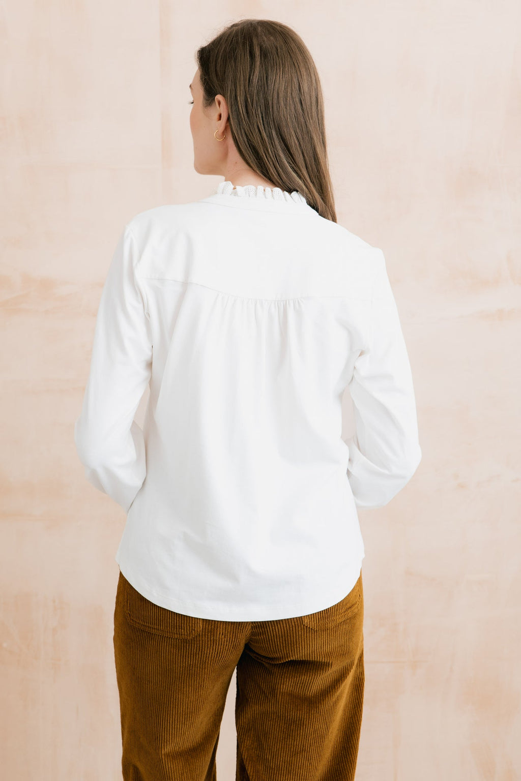 Lily and Me Sage Frill Organic Cotton Jersey Blouse White