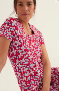 Seasalt Veronica Short Sleeve Midi Dress in GOTS-Certified Organic Cotton-Dress-10-Posy Press Boat Red-