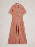 White Stuff Rua Jersey Collared Midi Dress-Dress-10-Red-