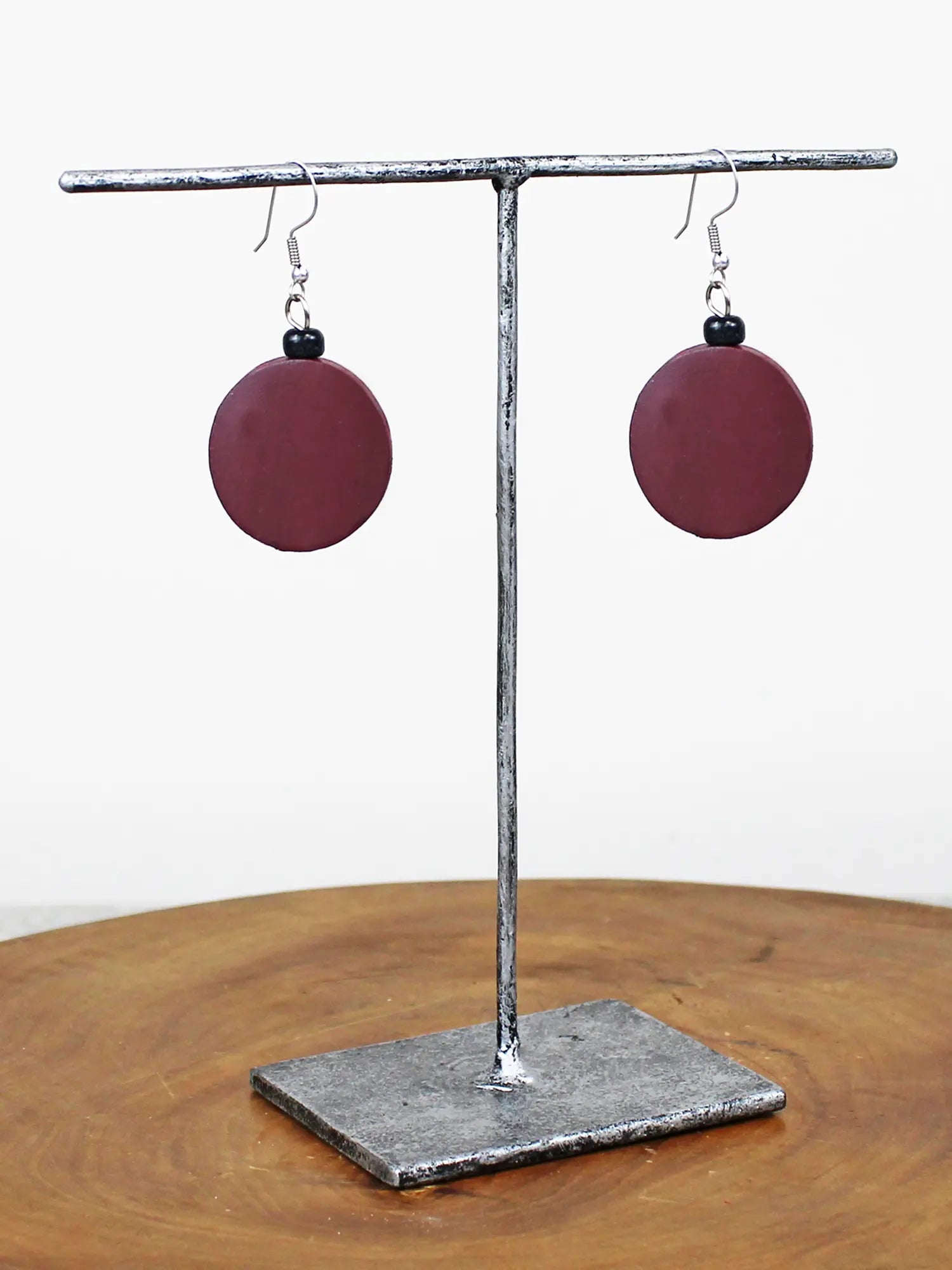 Suzie Blue Wooden Disc Earrings FB1510