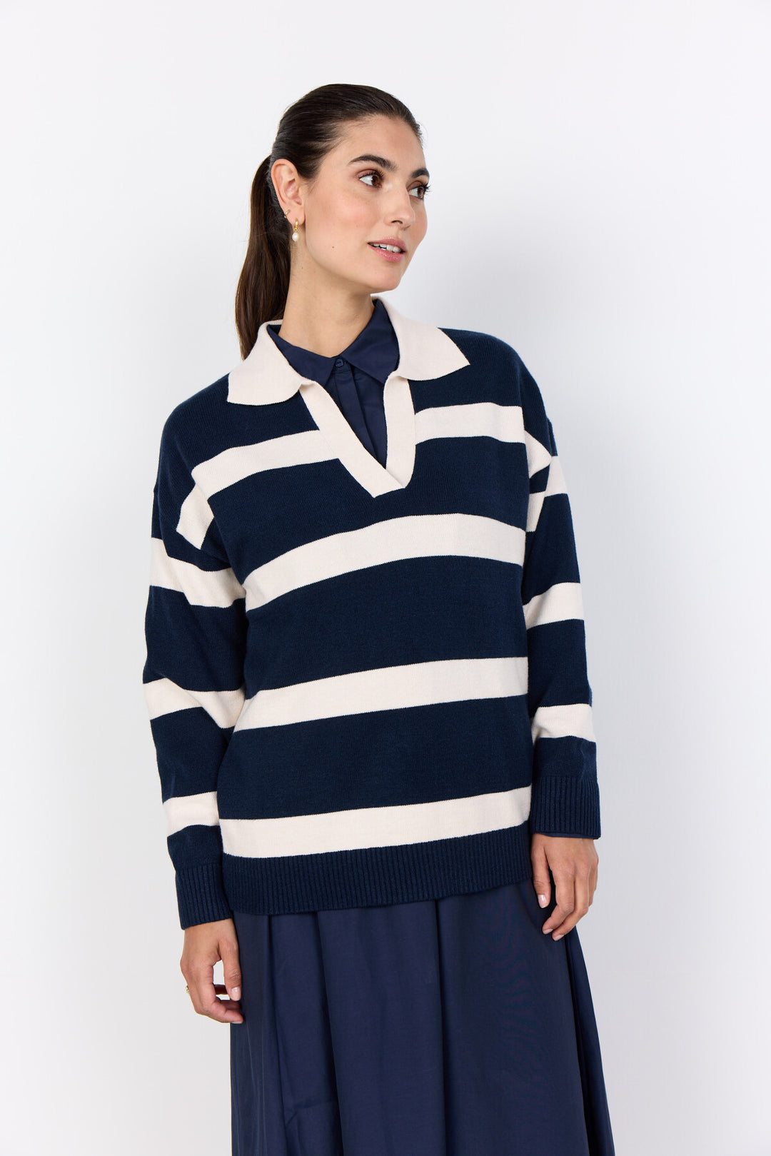 Soya Concept Kanita Stripe 32 Pullover-Soya Concept-White finn