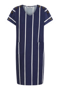 Alice Collins Button Shoulder Dress-Dress-8-Navy/White-