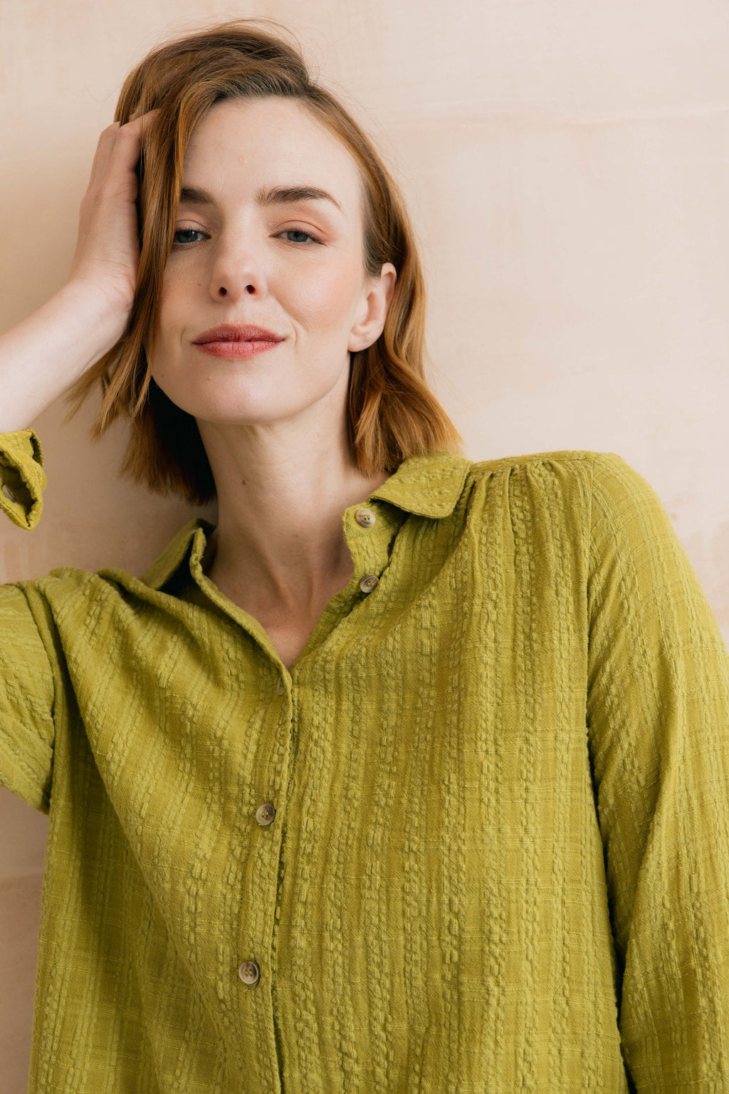 Lily and Me Savannah Textured Seersucker Shirt Lime-Shirts & Tops-10-Lime-
