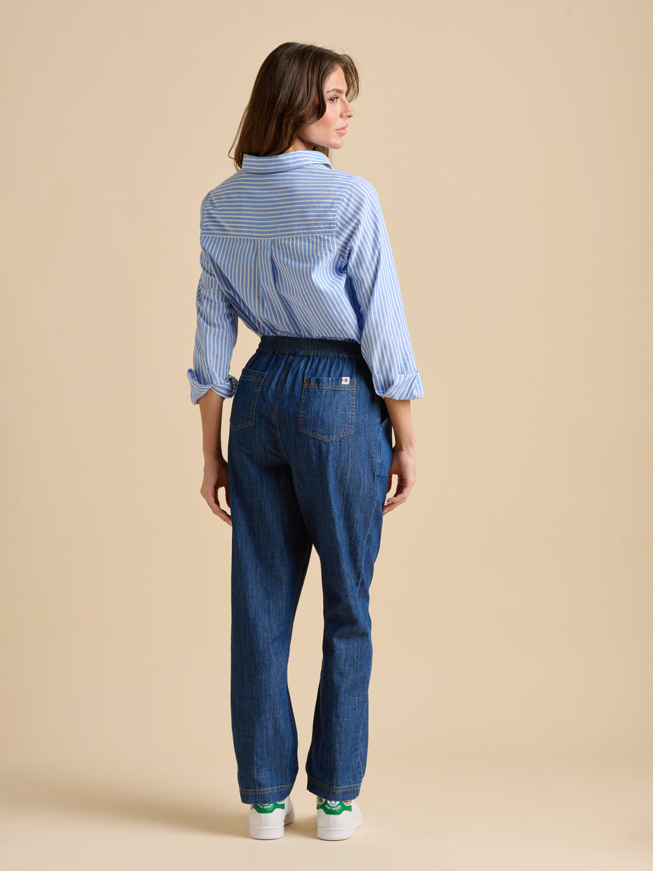 Brakeburn Denim Beach Pant-Trouser-White finn