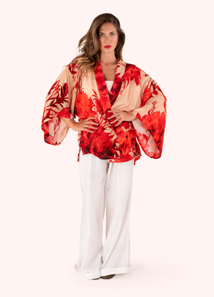 Powder Kimono Jacket Rouge Blooms-Powder-White finn