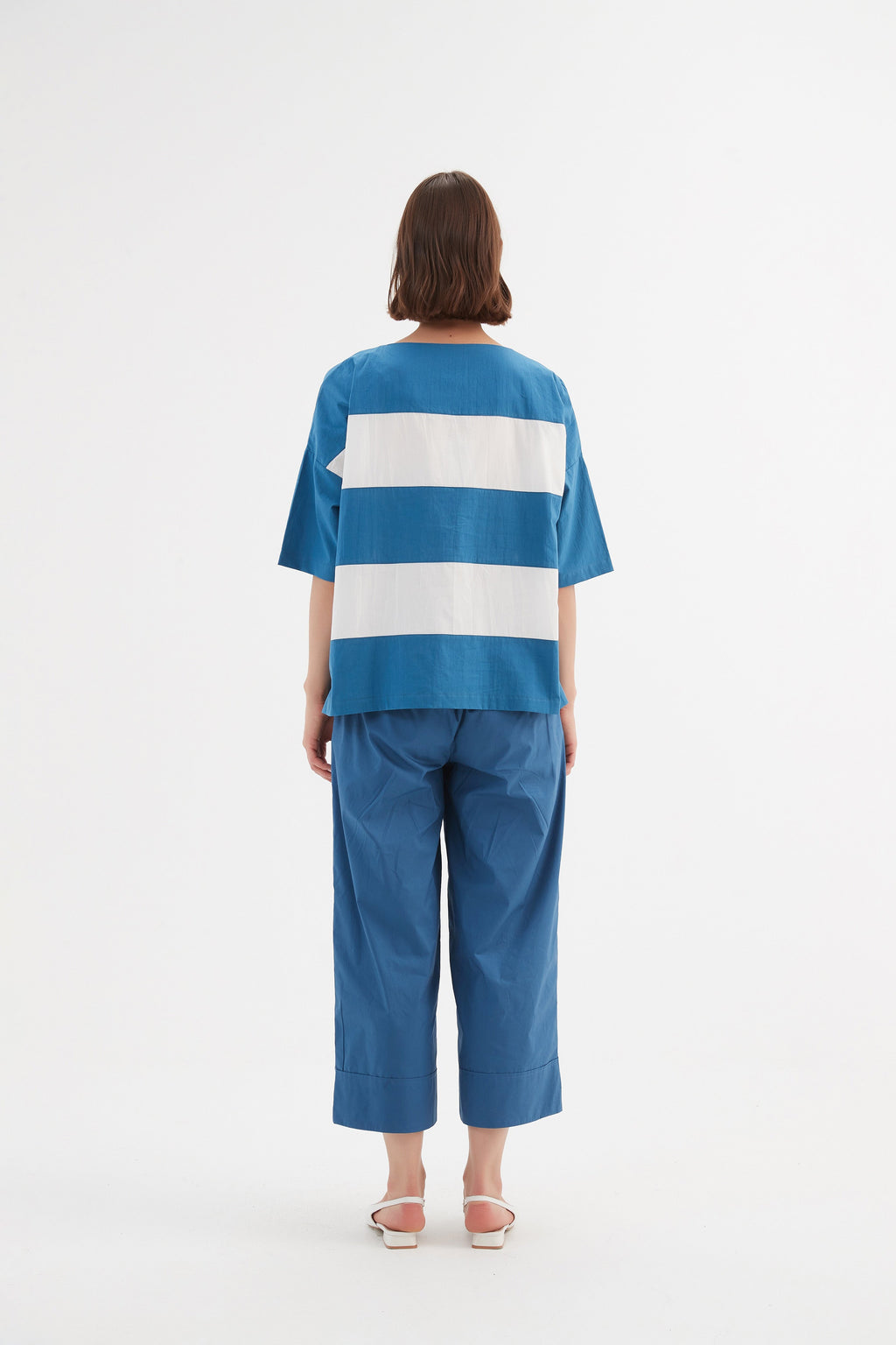 Tirelli Boxy Stripe Top-White finn