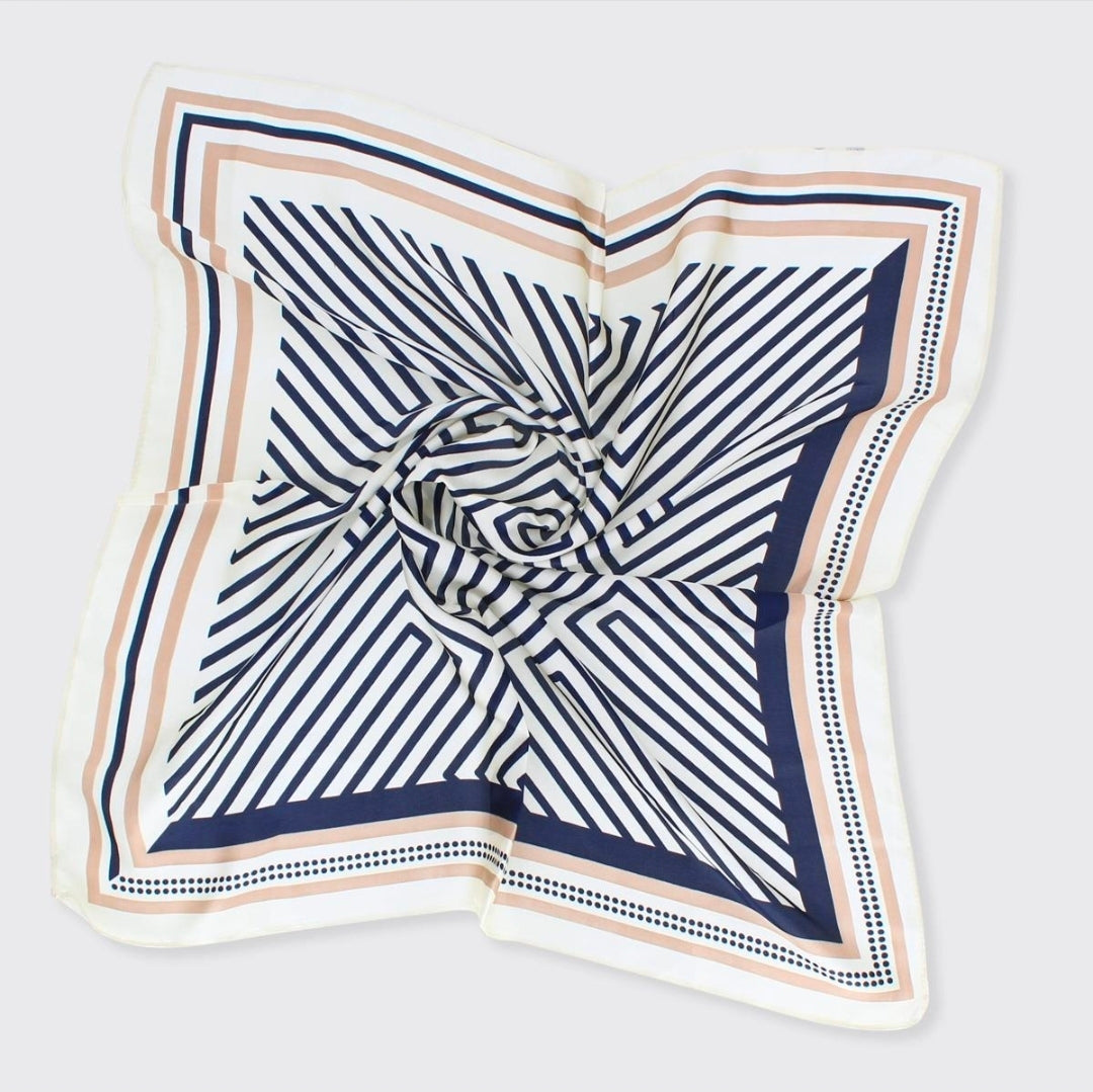 Geometric Square Scarf - Navy/Gold