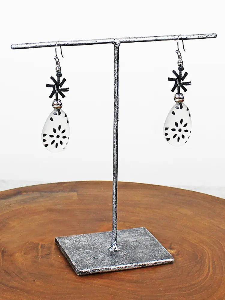 Suzie Blue Resin and Wood Drop Earrings UJ6509
