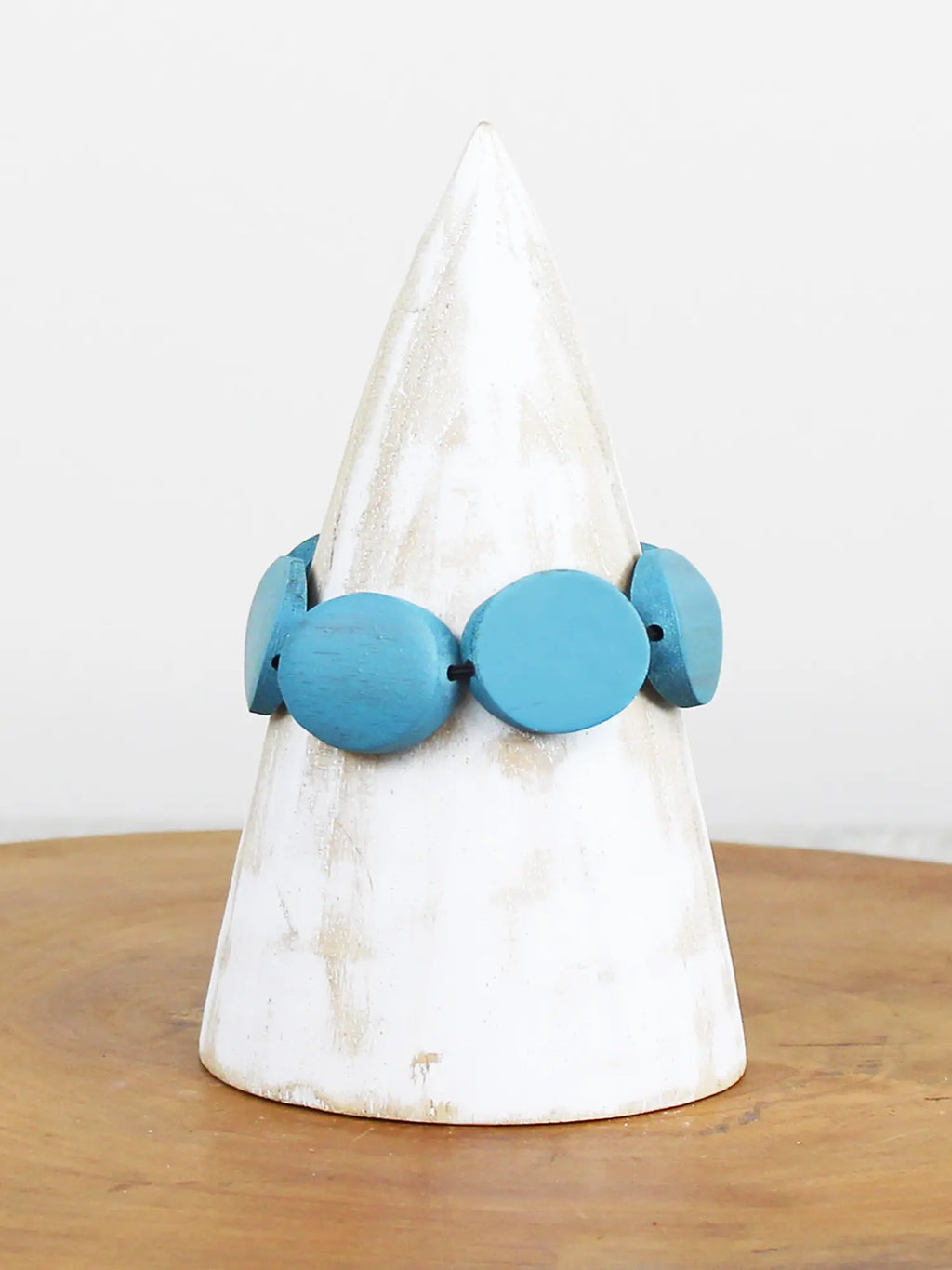 Suzie Blue FB1509 Elasticated Wooden Disc Bracelet