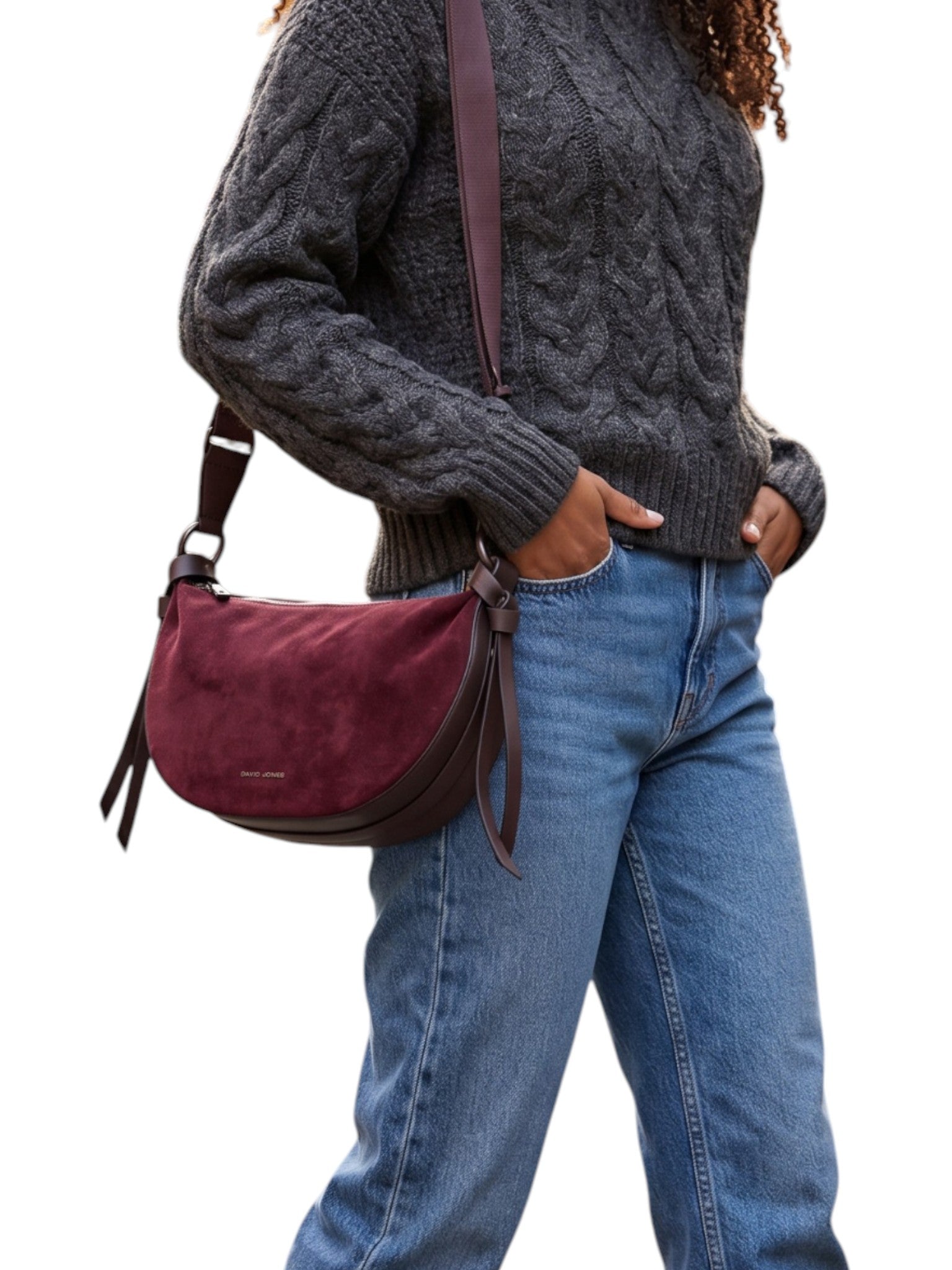 David Jones Faux Suede Shoulder Bag CM8617