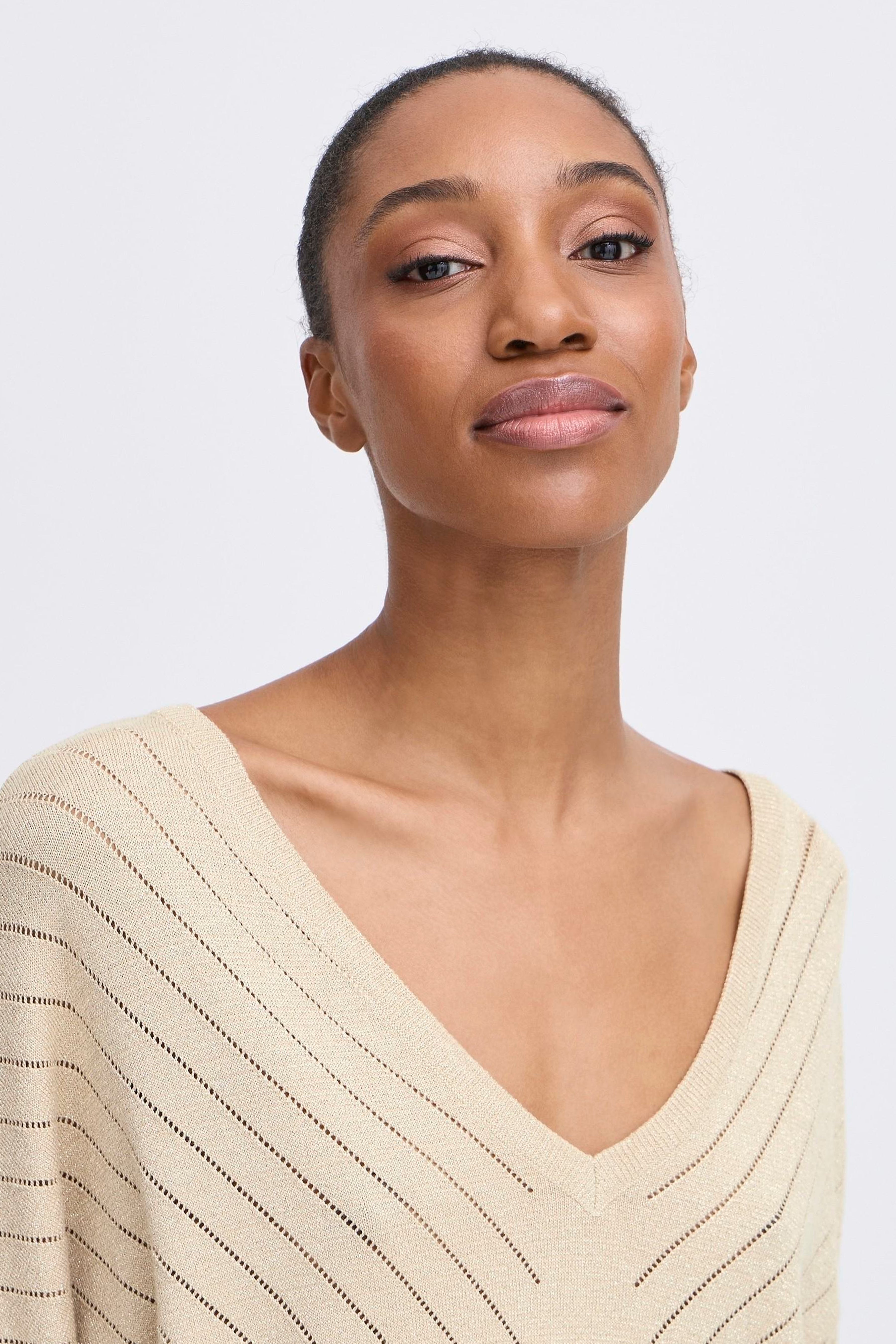 B young Bymobbe V-neck Jumper-Knitwear-White finn