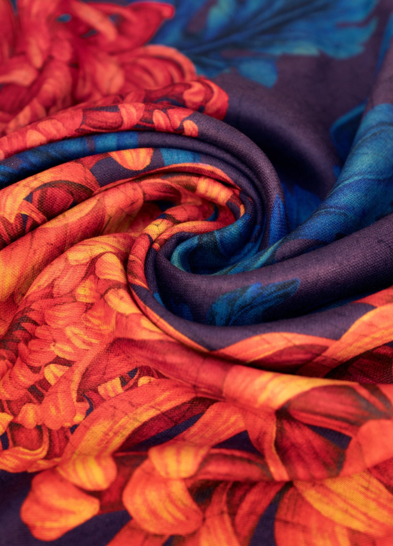 Powder Chrystanthemum Lux Print Scarf