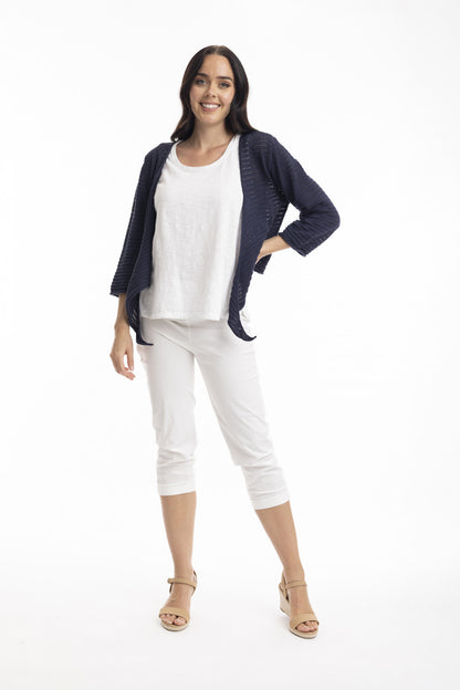 Orientique Essentials Knit Tie Shrug-White finn