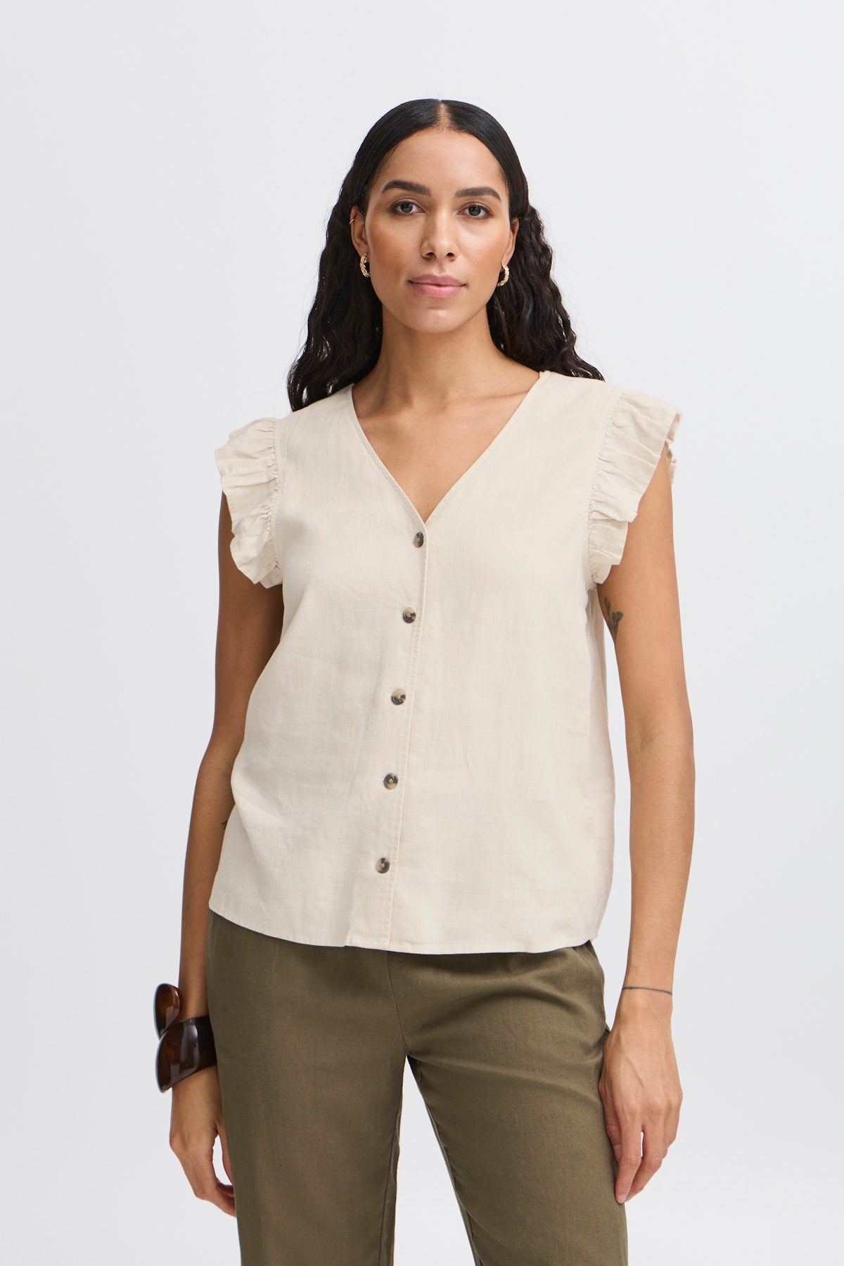 B young Byfalkka Blouse-Shirts & Tops-White finn
