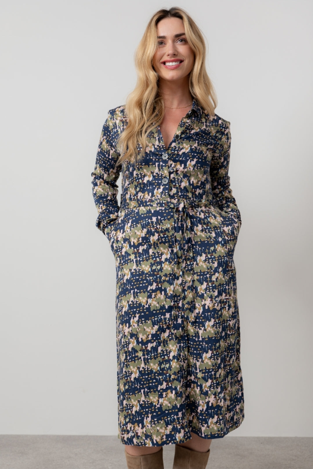 Lily and Me Anya Midi Shirt Dress Clover-Lily and Me-White finn