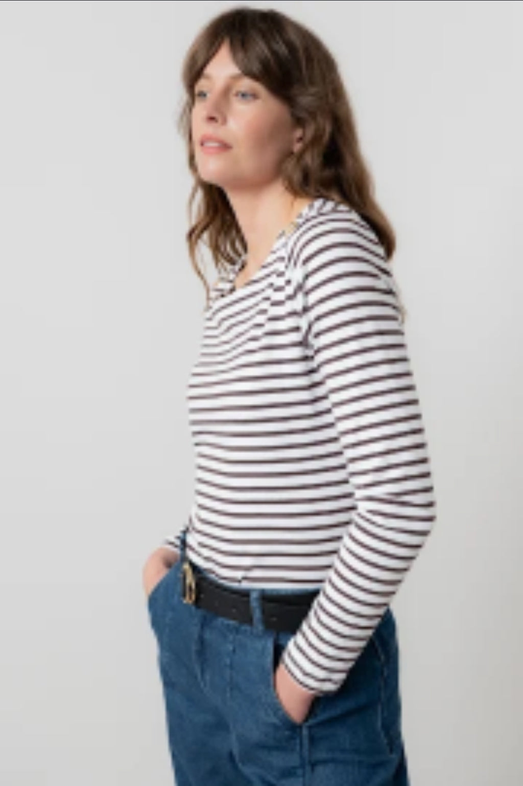 Lily and Me Riverside Top Stripe-White finn