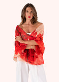 Powder Linen/Cotton Scarf - Rouge Blooms-Powder-White finn