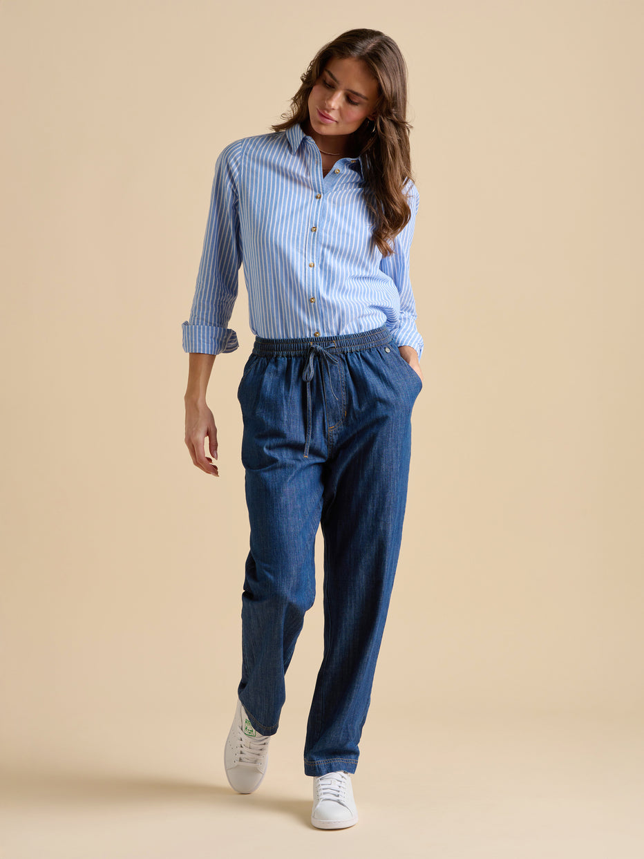 Brakeburn Denim Beach Pant-Trouser-White finn