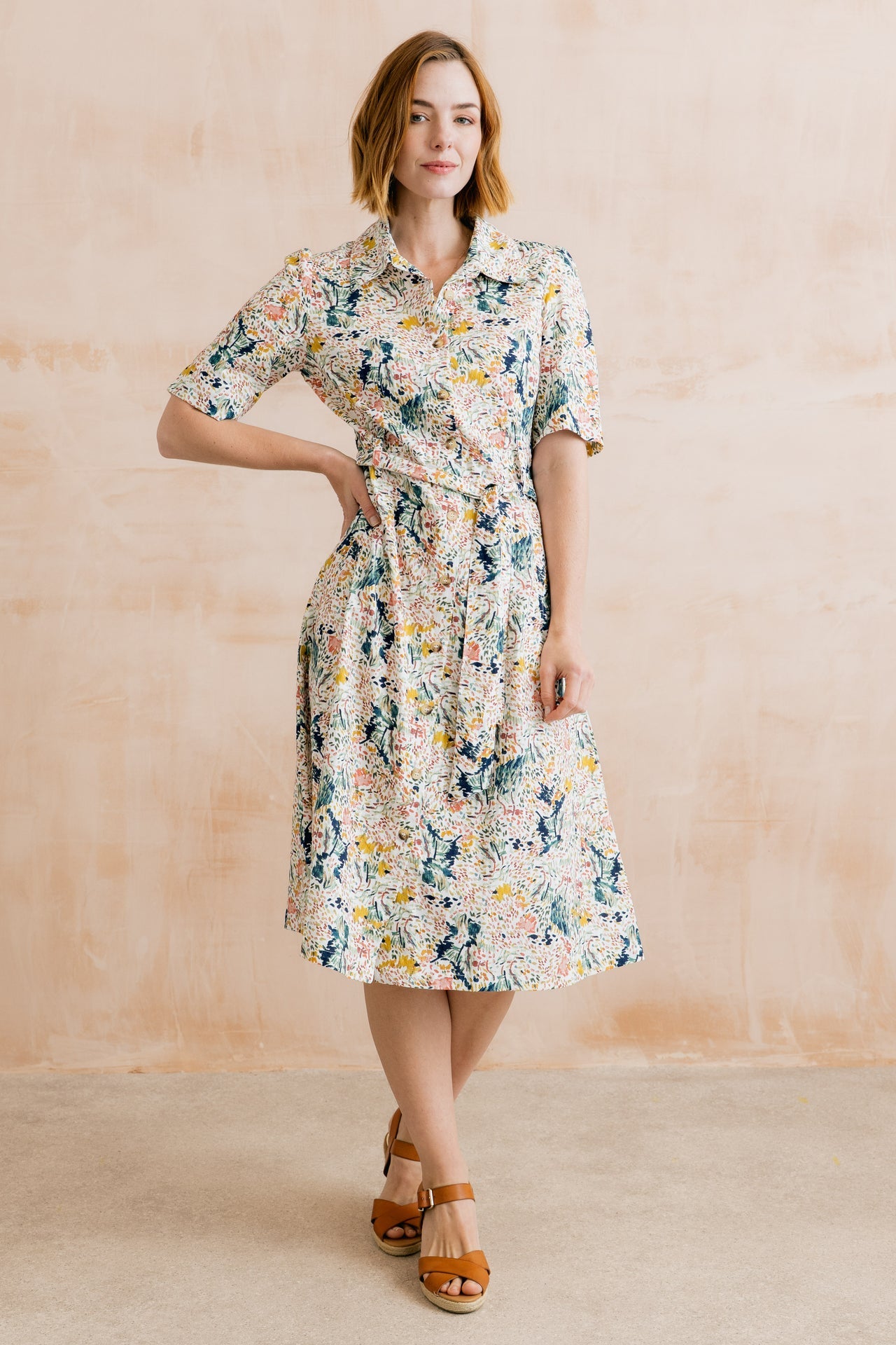 Lily and Me Robyn Organic Cotton Ditsy Print Belted Tea Dress